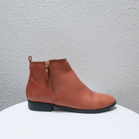 ASOS tan leather zip up boot booties shoes sz. 9 - Picture 4 of 6